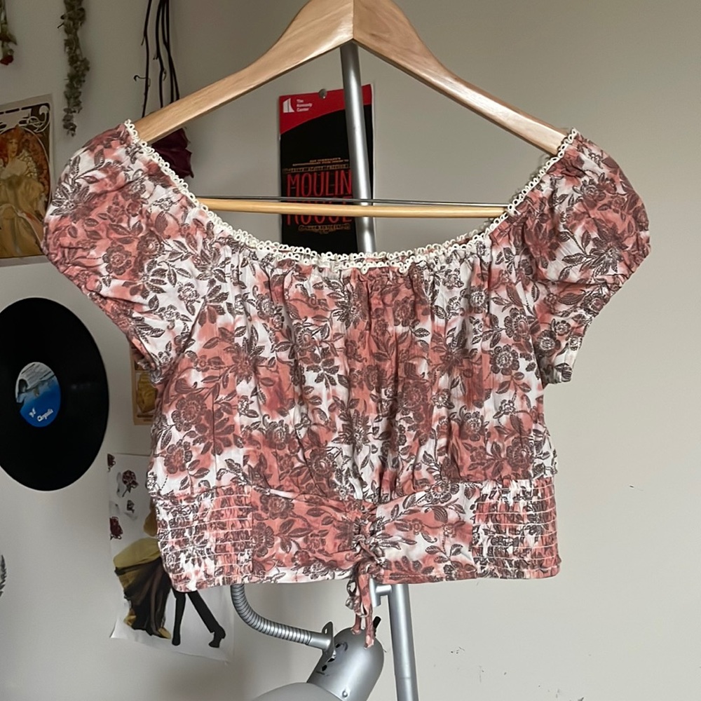 Aeropostale Floral Crop Peasant Corset Top Size M